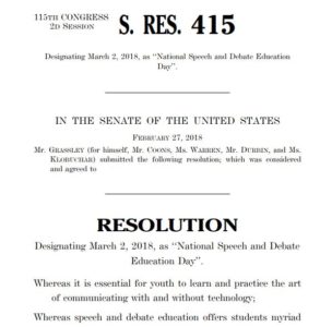 S.Res.415 National Speech and Debate Education Day resolution